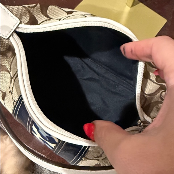 NWT y2k Pouchette Coach Brown and Blue leopard soho purse new signature white - Picture 6 of 7